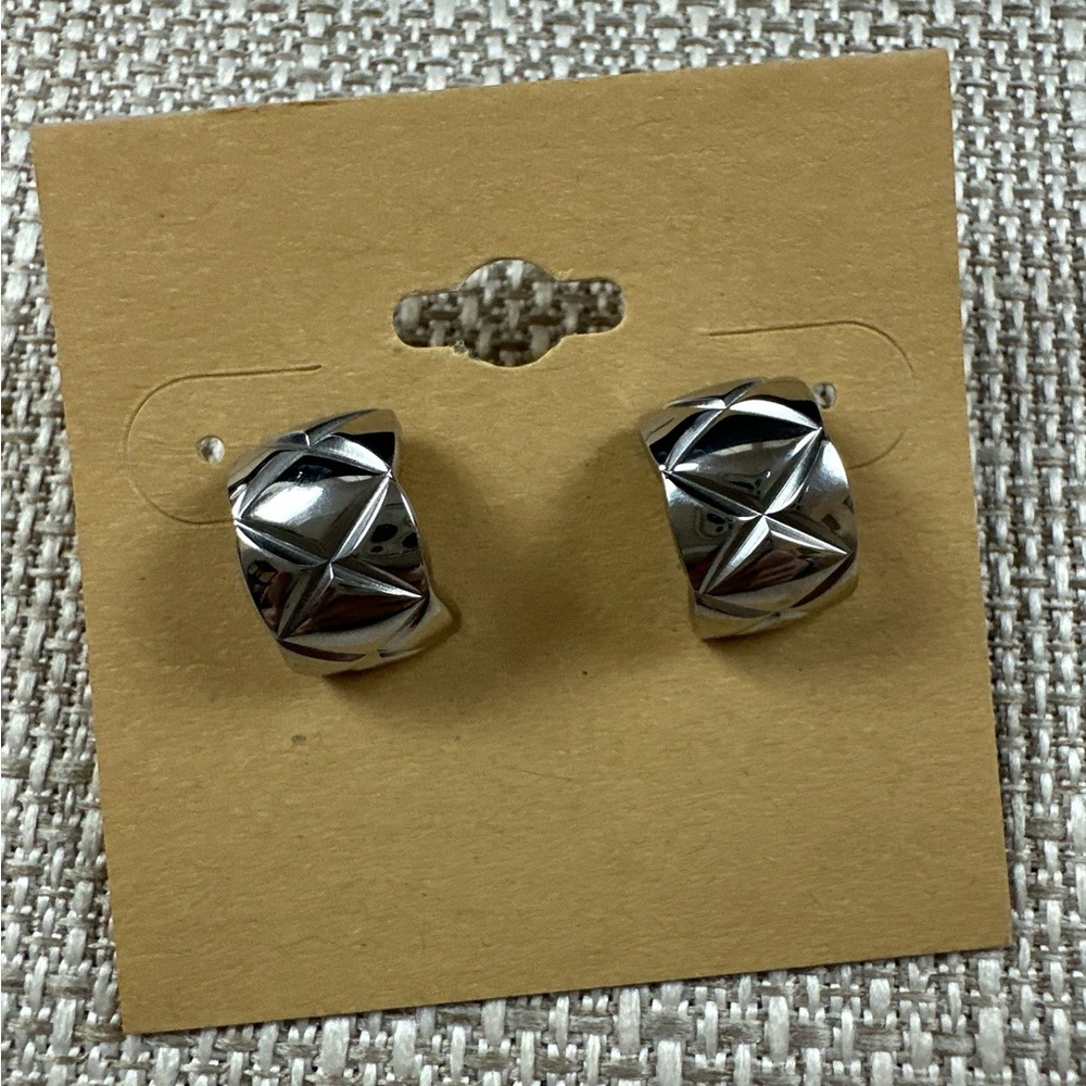 Silver Plated, Quilted Earrings, New